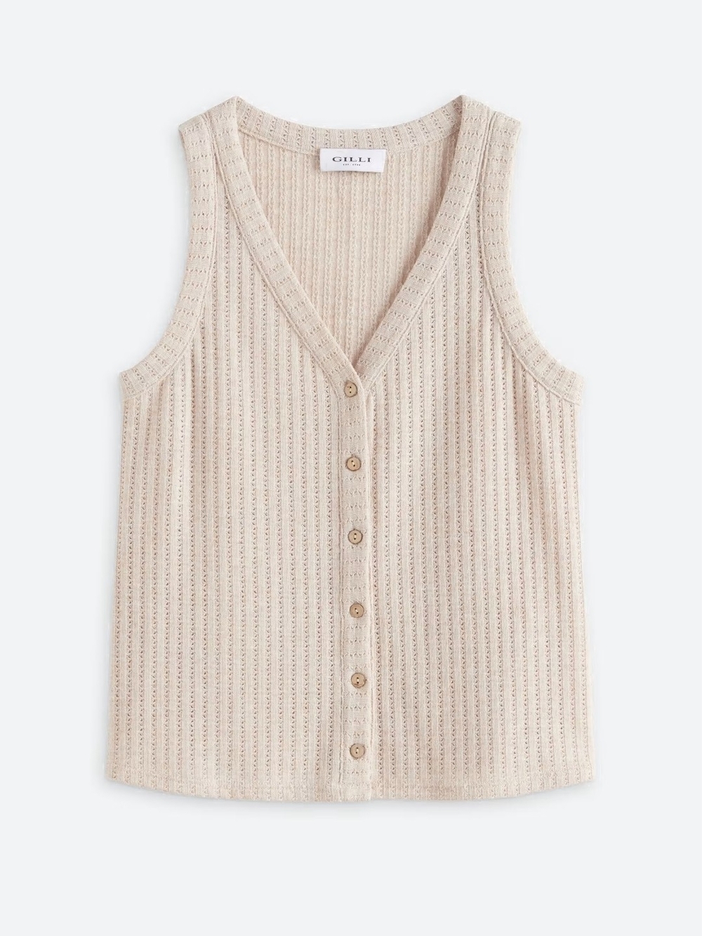 GILLI Cream Knit Button-Front Tank